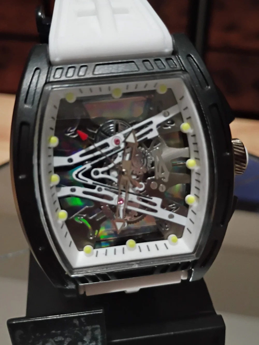 White Skeleton Mechanical Watch for Men - Modern Sport Style